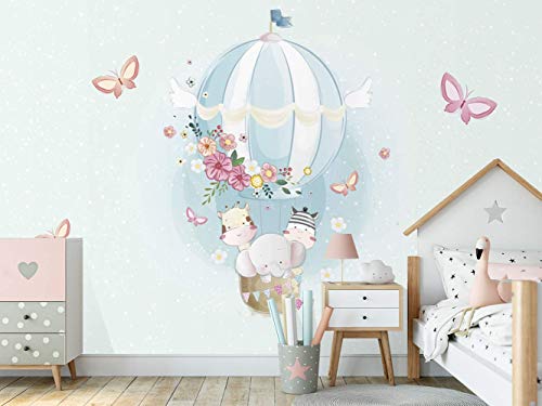 Oedim Papel Pintado Infantil para Pared Animales en Globo | Mural | Papel Pintado Infantil | 100 x 70 cm | Decoración comedores, Salones, Habitaciones