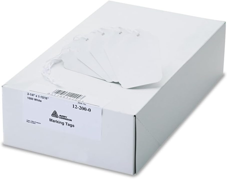 Avery 12200 Medium-Weight White Marking Tags, 3 1/4 x 1 15/16 (Box of 1000)