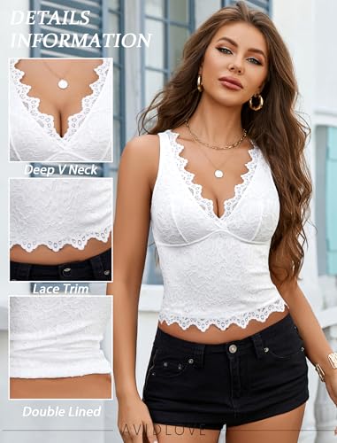 Image of Avidlove Lace Tank Tops for Women Summer Going Out Tops Y2k Sexy Lace Top