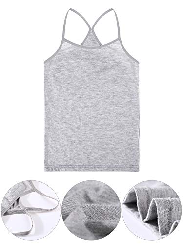 3 Pieces Girls Dance Tank Top Sleeveless Racerback Camisole Undershirts Girl Dancewear For Ballet Dance (11-12 Years Size, Black, White, Grey) #TOP5