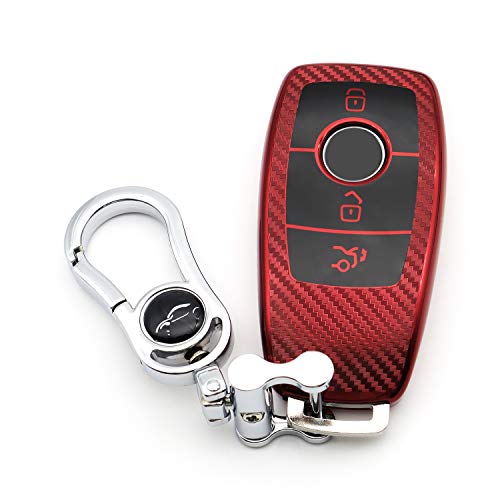 M.JVisun Soft Carbon Fiber Finish Car Key Fob Cover For Mercedes-Benz A-Class & E-Class