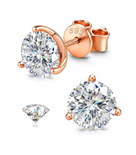 GEMQUEEN Moissanite Earrings Studs 925 Sterling Silver Hypoallergenic 4CT