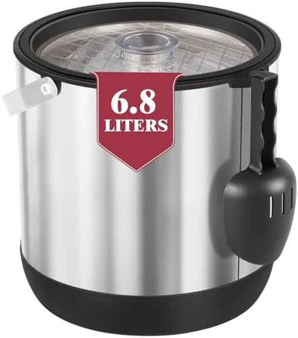 6.8L Eiswürfelbehälter mit Deckel und Schaufel, Edelstahl Eiskübel | Große Kapazität，BPA-FREI, Doppelwandiger Isolierter Eisbehälter, Für Cocktailbar und Party
