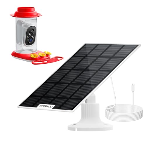 3W Solar Panel Charger for Bird Feeder Camera USB Camera Solar Panel for Rechargeable Battery Security Camera with 360 Adjustable MountWaterproof Type-C Plug 9.8ft Long Cable