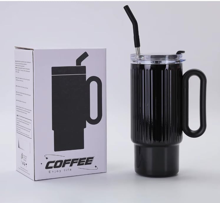 Image of HomeCloud Insulated Coffee Tumbler with Lid - Double Wall Travel Mug for Hot & Cold Drinks, Leak-Proof, Durable, Portable, Stylish Stainless Steel Design (Black)