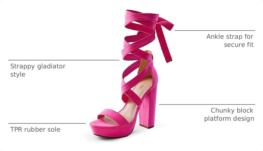 Image of DREAM PAIRS High Heels Chunky Block Platform Heels for Women Strappy Gladiator Sexy Open Toe Heels Dressy Pumps Sandals