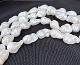 Adabele 15 Inch Real AA Grade Good Luster Natural Freshwater Cultured White Irregular Baroque Pearl Beads Large 14mm-25mm Flameball Pearls for DIY Craft Jewelry Making PA2-25