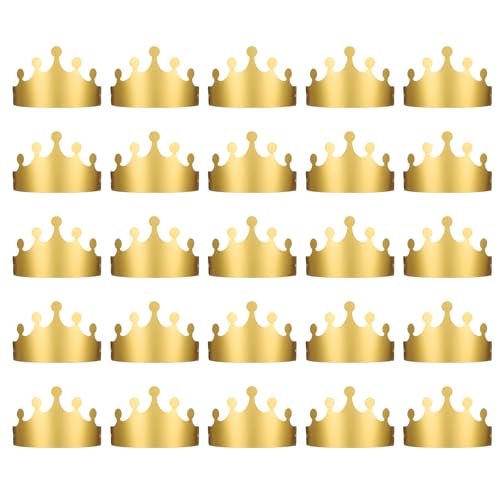FdcLixuvol Gold Paper Crowns 20 Pcs Golden King Crown Paper Crowns for Adults Foldable Party Crown Hat for Birthday Celebration Photo Props Wedding Anniversary (Matte Finish)