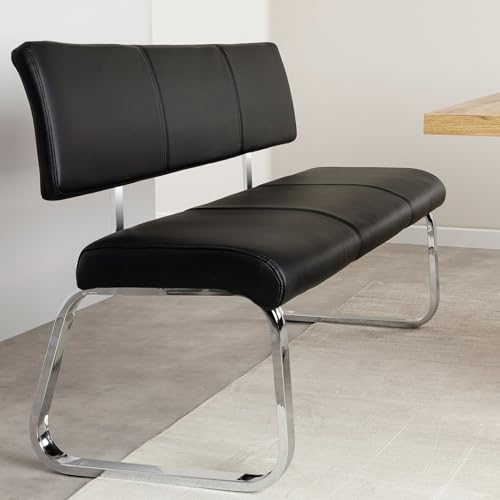 Banc design VILAS 3 places noir métal chromé IDIMEX