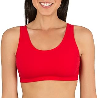 Fruit of the Loom Women's Built-Up Sports Bra, Red Hot/White/Black, 44