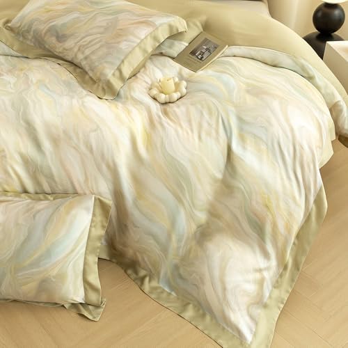 ECOCOTT Bedding 3-Piece Duvet Cover Set King Size – Silky Soft 100% Lyocell, Cooling & Breathable for Hot Sleepers, Ultra-Soft with Elegant Marble Pattern, Moisture-Wicking