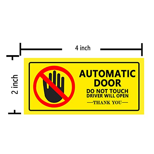 Top Label Caution - Automatic Door Window Sign Stickers For Van,Taxi,Ride Vehile,4X2 Inch,15 Pcs Per Pack Yellow #TOP1