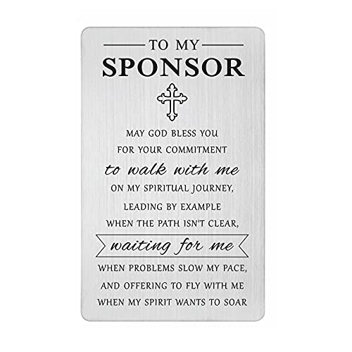 Laluminter Confirmation Sponsor Gifts - May God Bless You Sponsor Engraved Wallet Card for Women Men - Thank You Card to My Sponsor