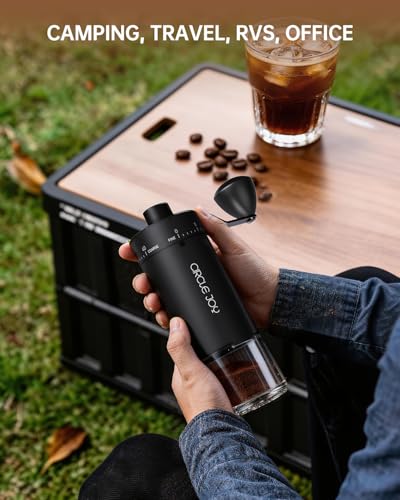 Image of CIRCLE JOY Mini Manual Coffee Grinder with 40 External Adjustable Settings and Ceramic Conical Burr, Portable Stainless Steel Hand Coffee Grinder for Home and Travel