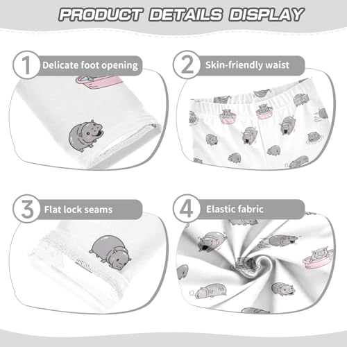 ZZKKO Girls Leggings Baby Hippo Toddler Girls Clothes Leggings for Girls Toddler Girls Leggings 3-4T3
