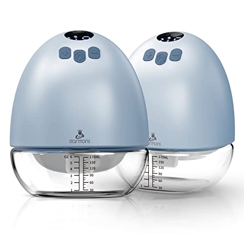 Starmons Double Wearable Breast Pump, Portable Breast Pump, Hands-Free Electric Breast Pump With 3 Pumping Modes & 9 Suction Levels, Breastfeeding Pump For Travel Office Outdoor #TOP2