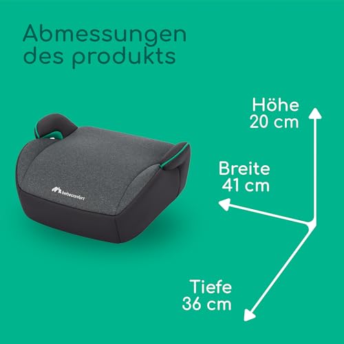 Bebeconfort Manga i-Safe, Kindersitzerhöhung, 6–12 Jahre, 128–150 cm, Folgekindersitz, Kompakt & Leicht (<1 kg), Einfache Gurtmontage, Gepolstert, Soft-Touch-Gewebe, Tinted Black