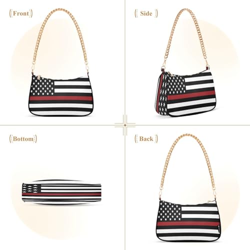 Image of Shoulder Bags for Women American US Flag Independence Day Patriotic Hobo Tote Handbag Small Clutch Purse with Zipper Closure
