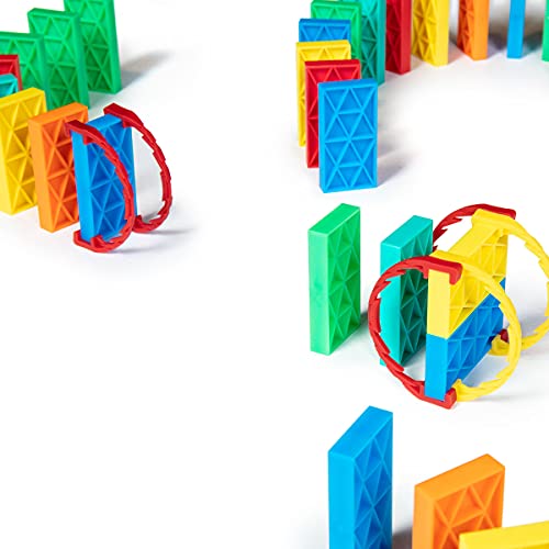 Bulk Dominoes Kinetic Toppling Kit 118pcs – Building and Stacking and Chain Reaction Toppling STEAM Toy Blocks for Kids