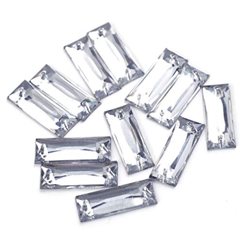 100 Stück rechteckige Acryl-Strasssteine mit flacher Rückseite für Kleidung, Schuhe, Taschen, Gürtel, DIY-Handwerksprojekte, 6 x 18 mm Cover