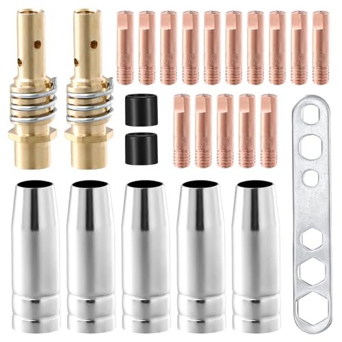 Kit de 25 pièces d'usure pour poste à souder à gaz inerte, accessoires de torche de soudage adaptés pour AK-15/MB-15, 5 x buses à gaz, 15 x buses de...
