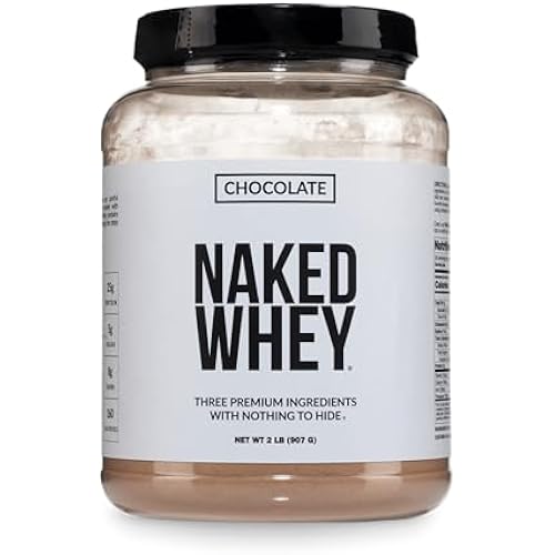 NAKED Whey Chocolate Protein Powder - Only 3 Ingredients - Grass Fed Whey Protein Powder, Organic Chocolate and Organic Coconut Sugar, NSF Certified, No GMO, No Soy, and Gluten Free - 24 Servings