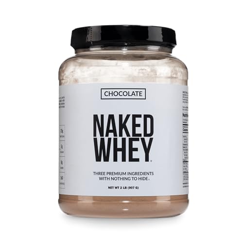 NAKED Whey Chocolate Protein Powder - Only 3 Ingredients - Grass Fed Whey Protein Powder, Organic Chocolate and Organic Coconut Sugar, NSF Certified, No GMO, No Soy, and Gluten Free - 24 Servings