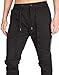 ITALY MORN Men's Chino Cargo Pants Tapered Fit Joggers with Zipped Cuffs M Black