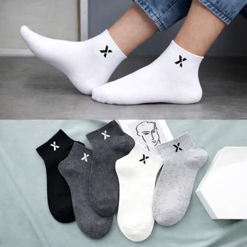 Image of RECKZOZ Men's Cotton Blend Ankle Length Socks, Multicolour, Free Size, Breathable, Casual Wear, 5 Pair