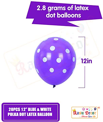 Image of RasuDecor 20 Pieces 12 inch Polka Dot Latex Balloon Blue and White Dot Colorful Balloons, 12 Inch Latex Polka Dots Balloons for Kids Women Men Birthday Easter Engagement Wedding, Halloween Party Supplies Decor #RasuImpex (20Pcs 12 inchPolkaDotBlueWhite)