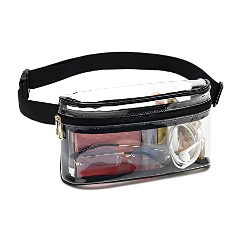 Shalwinn Transparent Zipper Belt Chest Waist Bag Clear Fanny Pack Water-Resistant Waist Packs for Men Women Festival Waist Bag Running Bum Bag for Hiking Cycling Outdoor (Black) Cover