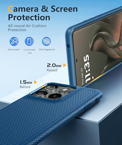 Image of FNTCASE for Motorola Edge 2025 Case: Dual Layer Protective Lightweight Duty Cell Phone Cover Shockproof Rugged with Non Slip Textured Back - Military Protection Bumper Tough - 6.7inch (Blue)
