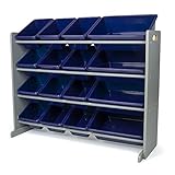 Humble Crew Supersized Toy Storage Organizer with 16 Removable Bins, Grey/Navy – Large Toy Storage for Toddlers Ideal for Kids' Rooms, Playrooms, and Nurseries - Modern Toy Bins for Kids
