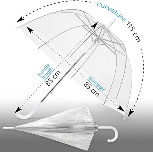 Good Deals 85cm Clear See Through Dome Umbrella windproof Transparent Walking Rain Brolly
