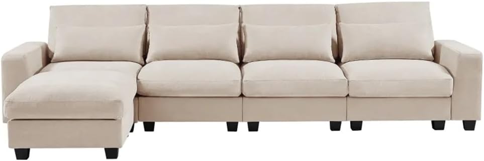 Sectional Sofa,Convertible Couch with Reversible Chaise,Large L-Shape Filled(E)