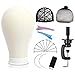 24 Inch Canvas Block Head Mannequin Wig Head With Stand for Styling Manikin Head Set Display Mannequin Head with Mount Holes(Creamy-White)