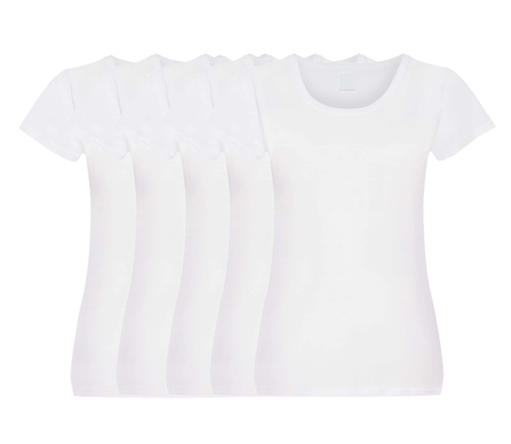 COOZO Ladies Original Pack of 5 Short Sleeve T-Shirts - White - M