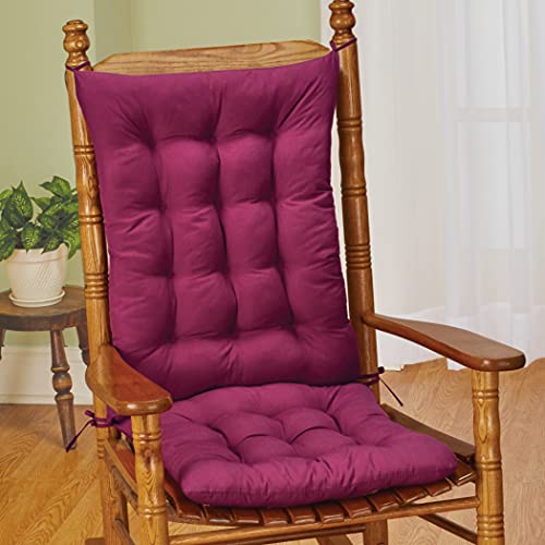 Collections Etc Quilted Chair Cushion Set - Perfect For Rocking Chairs, Dining Chairs Or Armchair, Burgundy #TOP1