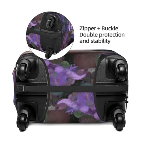 Piglet In The Purple Flowers Elastic Travel Luggage Covers Dustproof Scratch-Resistant Suitcase Protector Fit 22-24 Inch2