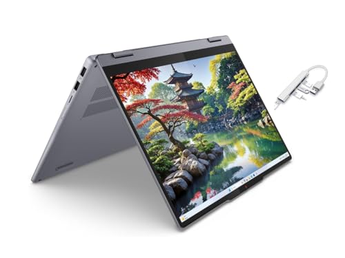 Lenovo IdeaPad 5i 2-in-1 14' WUXGA Touchscreen Laptop|Intel Core Ultra 5 AI 225U|Intel Graphics|Grey|Backlit| 8GB RAM DDR5 | 512GB SSD | Windows 11 Home | Bundle with USB 3.0 Hub