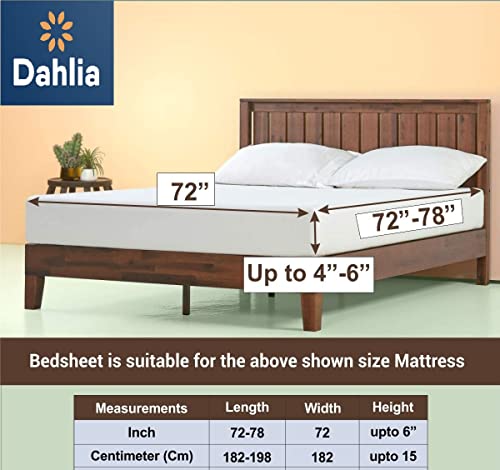 Image of Dahlia Elastic Fitted Glace Cotton Queen Size (78x72x Upto 6 Inches) Bedsheet for Kids with 2 Pillow Covers-200TC (Patti, Blue Color)