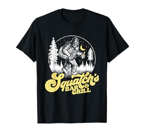 Funny Beer Drinking Bigfoot - Vintage Squatch's Bar & Pub T-Shirt