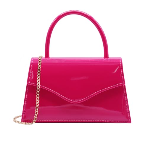 Milisente Women's Evening Bag Bridal Party Clutch Purses Cocktail Prom Handbags with Patent Leather (Hot Pink Patent)