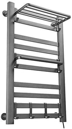 Wall-Mounted Heated Towel Rack, 10 Tube Flat Tube Plug-in Electric Towel Warmer, Adjustable Temperature, Smart Switch, Waterproof Towel Rail for Bathroom, Aluminum Alloy,Pink