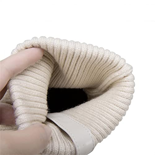 Hidden Heels Boots For Women Fashion Leather Round Toe Winter Snow Boots Chunky Bottom High Heels Knitted High Top Platform Wedge Ankle Booties Mid Calf Short Boots For Wedding Party #TOP6