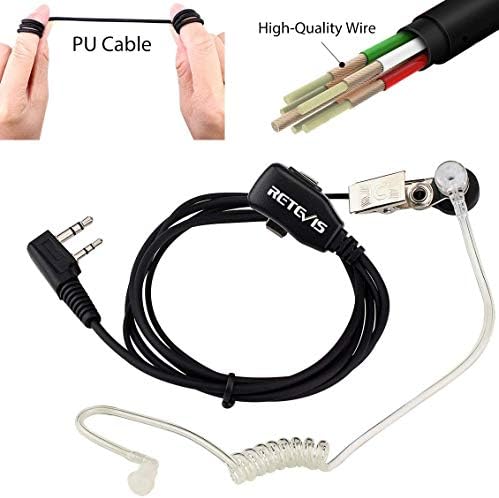 Retevis Two Way Radio Earpiece Radio Headset 2 Pin Covert Acoustic Tube Compatible with Walkie Talkie Retevis RT24 RT27 RT28 eSynic Baofeng UV-5R BF-888S KENWOOD Earphones for Walkie Talkie (5 Pcs)
