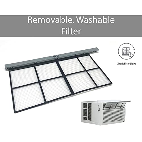 Lg 15,000 Btu Mounted Window Air Conditioner, Cools 800 Sq.ft. (20' X 40' Room Size), Quiet Operation, Electronic Control With Remote, 3 Cooling & Fan Speeds, Energy Star, Auto Restart, 115V, White #TOP5