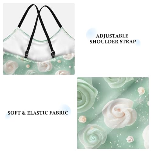 senya Girls Swimsuits One-Piece Swimwear Tie Bathing Suit Beach Summer Round Neck 7-8T Green Rose Pattern3