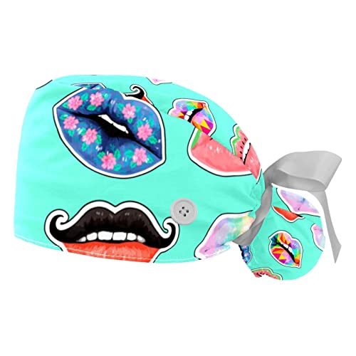 Casquettes de travail réglables JDEZ et chapeaux bouffants Lips Pattern mixtes