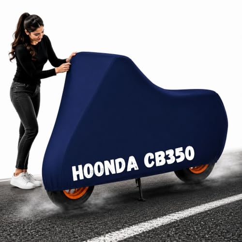 Image of Powerfull Bike Body Cover for CB350 Dustproof Scratchproof - 100% Waterproof Hoonda CB350 Cover for Two Wheeler, Outdoor Full Motorcycle Cover with UV, Duty, Rain Protection - Blue